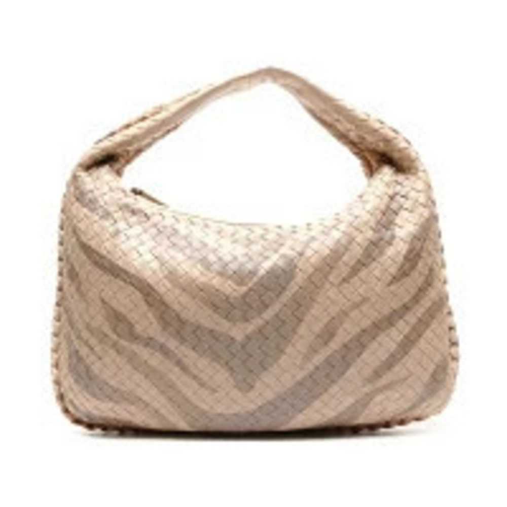 Bottega Veneta Intrecciato Hobo Python Shoulder Bag Beige Cream